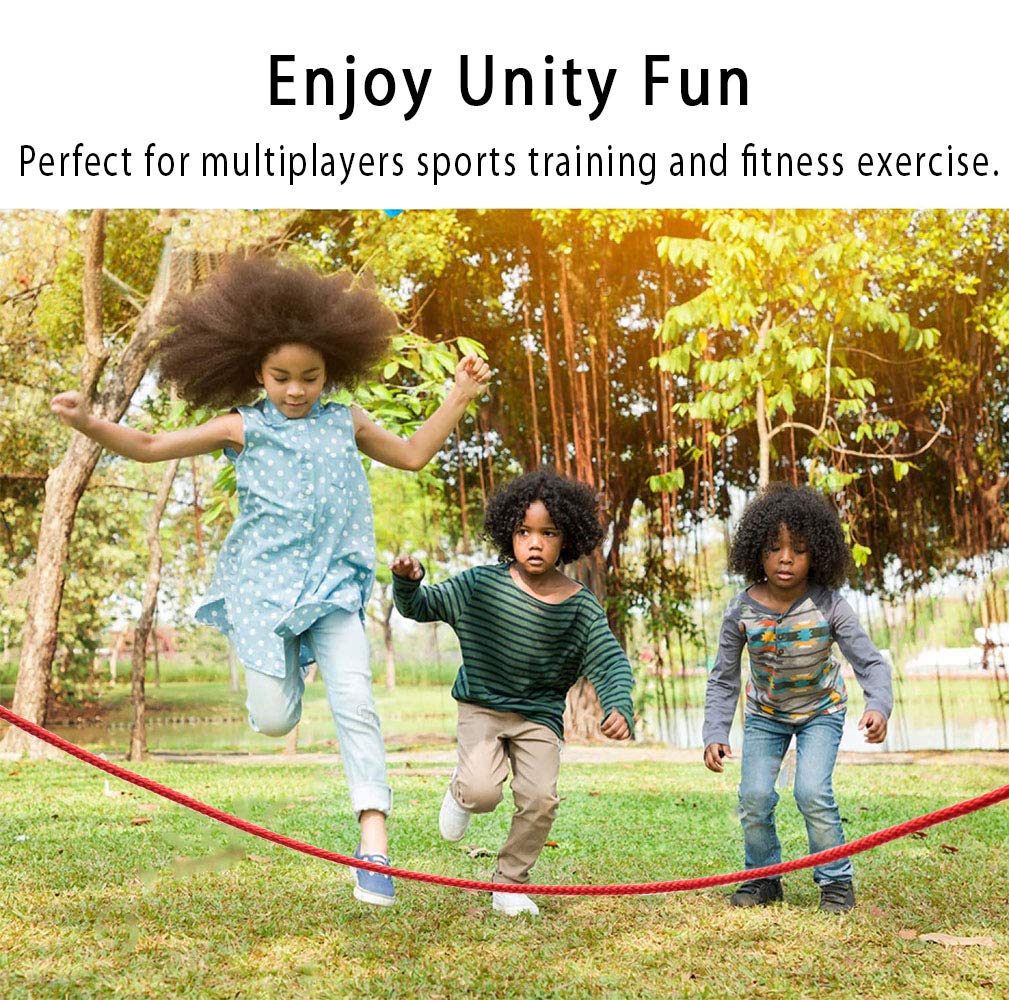 Double Dutch Jump Rope 16 ft 2 Pack, Adjustable Long Skipping Rope with Wooden Handle, Multiplayer Team Jumping Rope for Kids Adults, Long Enough for 5-6 Jumpers