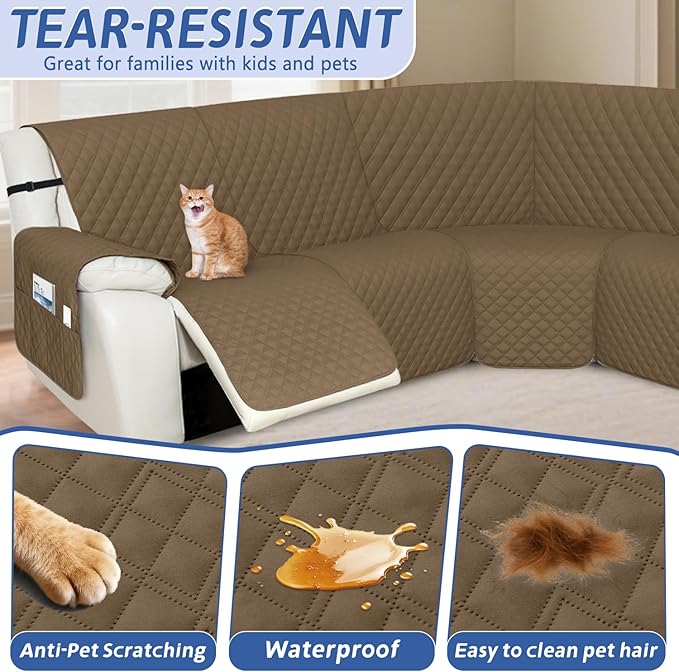 Arfntevss Recliner Sectional Couch Covers 1OO% Waterproof L Shape Sofa Cover