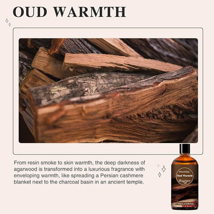 PHATOIL 3.38FL.OZ Oud Warmth Fragrance Oils for Aromatherapy, Essential Oils for Diffusers for Home, Perfect for Diffuser, Yoga, Skin Care, DIY Candle and Soap Making - 100ml
