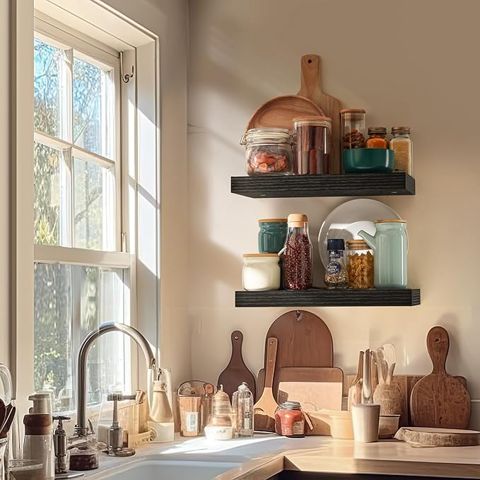 AMADA HOMEFURNISHING Floating Shelves Wall Mounted, 15 x 7 Inch Wall Shelves