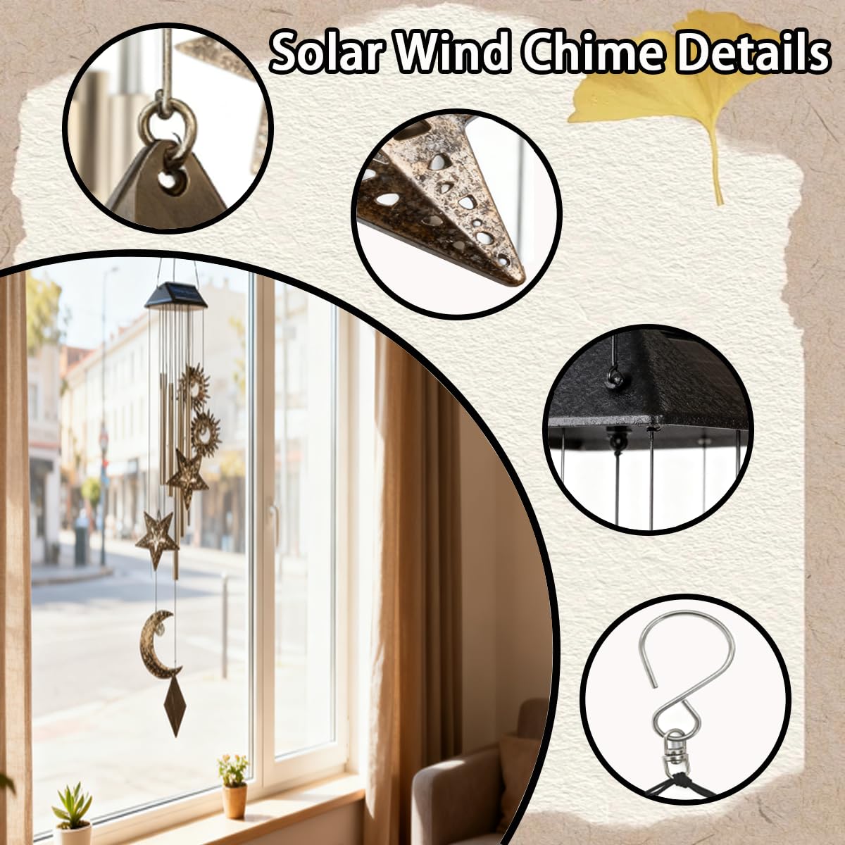 Leemeexaa Solar Wind Chimes for Outside, Waterproof Halloween Wind Chimes with Auto Lights, Outdoor Decor for Garden, Porch,Patio Perfect for Home & Holiday Enthusiasts