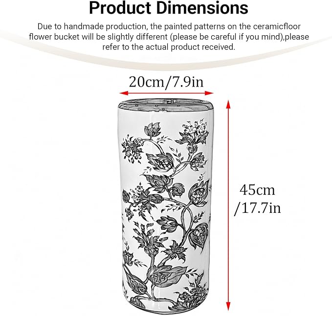 Ceramic Umbrella Stand Umbrella Holder for Entryway Hand-Made Umbrella Stand Barrels Umbrella Holder Cane Floor Standing Vase Ceramic Storage Bucket for Home Office Entrance Indoor.(E)
