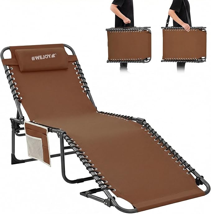 #WEJOY Folding Lounge Chair Outdoor, 5-Position Adjustable Sunbathing Tanning