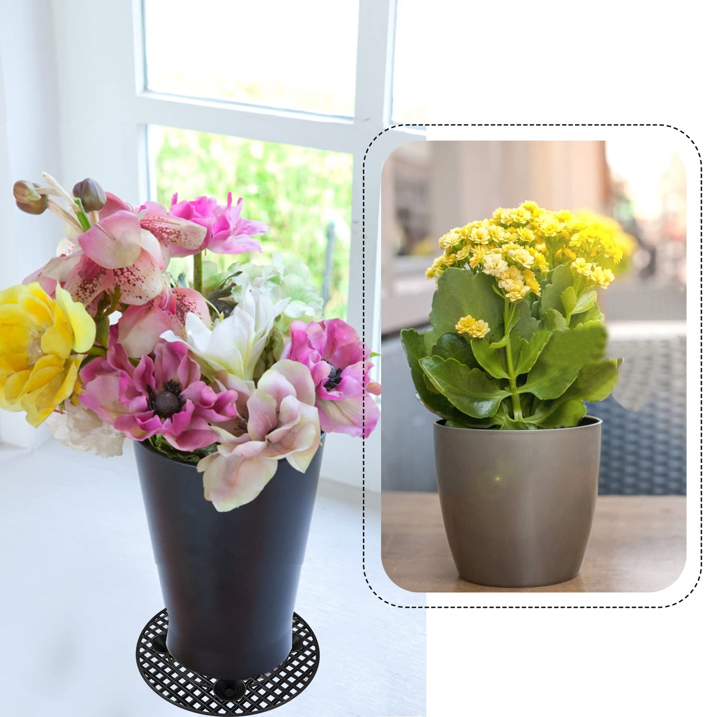 6 Pcs Big Plant Level Pot Elevator 12 Inch Heavy Duty Plant Stands with Saucer for Avoiding Rot on Patio Deck, Plastic Round Planter Pots Elevator for Indoor Outdoor Garden Deck Floor Protector