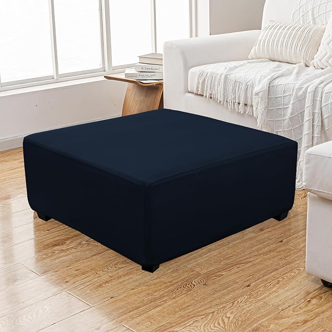 Super Stretch 40x40x15 inch Square Ottoman Cover- Soft Form Fit Ottoman Cover