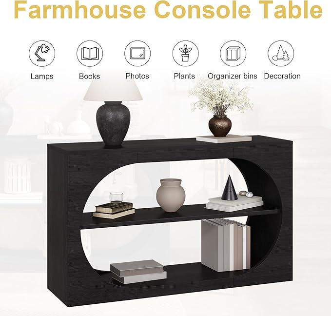 55-Inch Entryway Table with Storage, 3-Tier Console Tables, Behind Couch Table