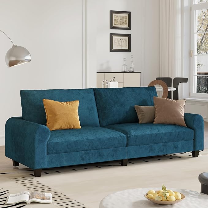EASE MOOSE 88.5" Large Seat Velvet Loveseat Sofa, Soft Deep Seat Couches