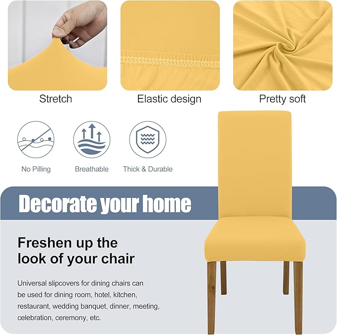 BIETYONE Stretch Dining Chair Covers Set of 6, Soft Removable Washable Kitchen