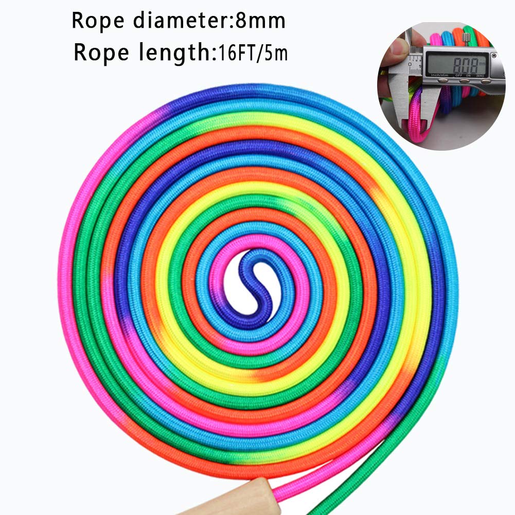 Double Dutch Jump Rope 16 ft 2 Pack, Adjustable Long Skipping Rope with Wooden Handle, Multiplayer Team Jumping Rope for Kids Adults, Long Enough for 5-6 Jumpers