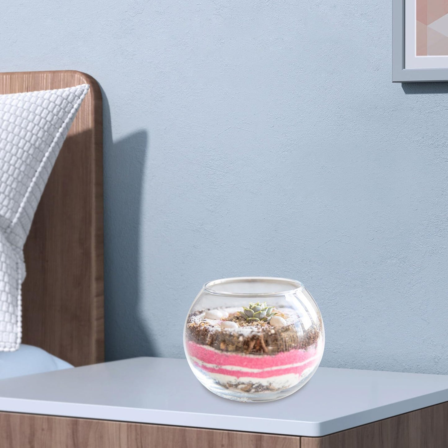 GANAZONO Glass Fish Bowl Vase 15cm Round Glass Hydroponic Flower Pot Terrarium Air Plant Holder for Home Office Succulent Planter