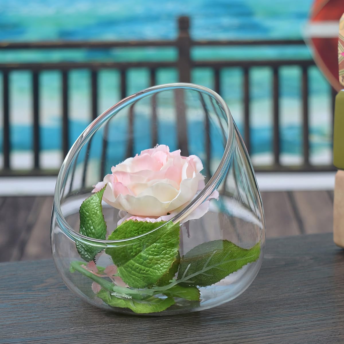HOMOCONO 3pcs Slant Cut Glass Micro Landscape Bottle Ecological Terrarium Vase for Succulent Plants Desktop Tabletop Decoration