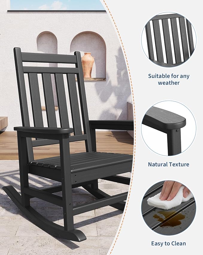 GarveeLife Poly Lumber Rocking Chair Outdoor Set of 4
