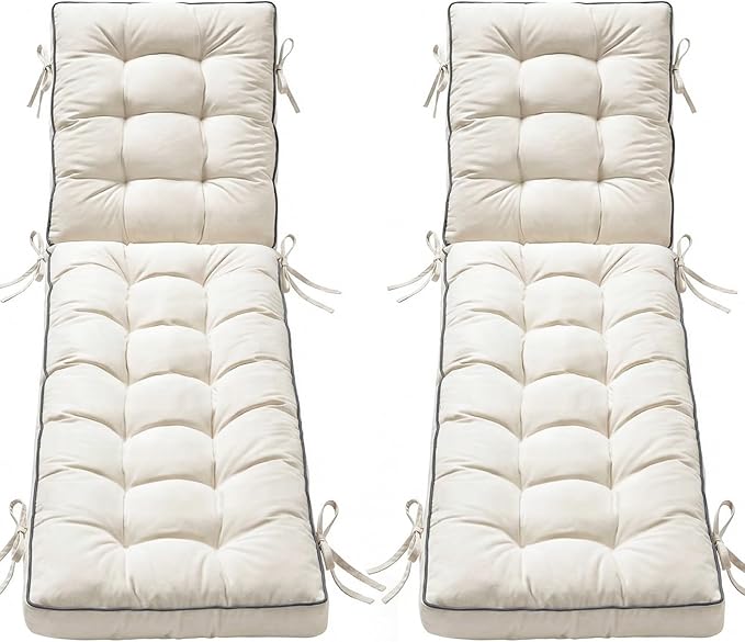 2 Pack 72x21 Inch Folding Chaise Lounge Cushion Quick Dry