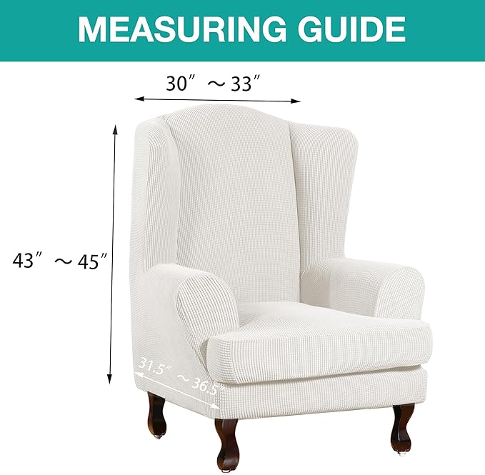 Turquoize Wingback Chair Covers 2 Piece Wing Chair Slipcover Stretch Slipcovers