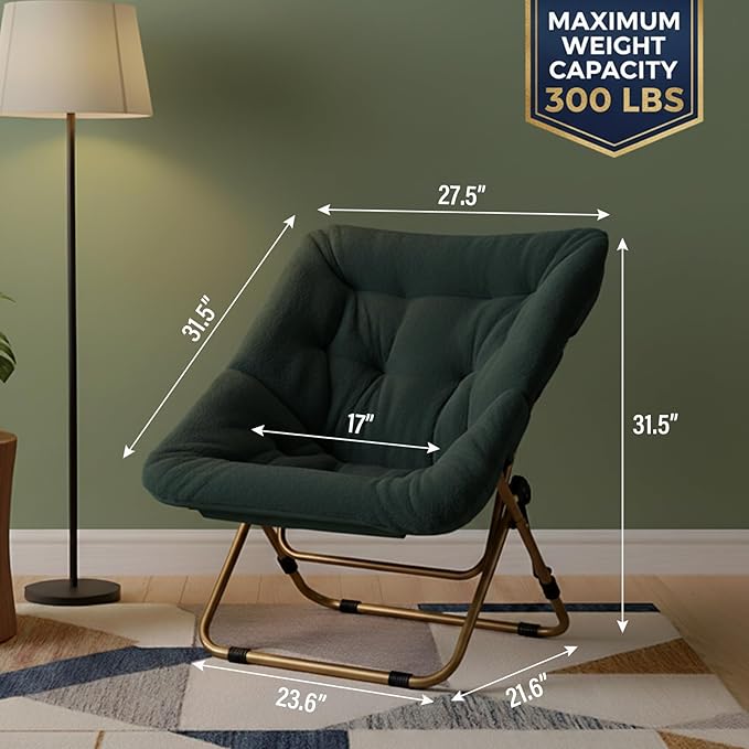 Tiita Comfy Folded Chair, Soft Faux Fur Oversized Folding Accent Chair