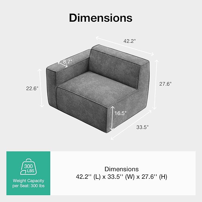 Novilla Modular Sectional Sofa, No Assembly Cloud Sectional Couch