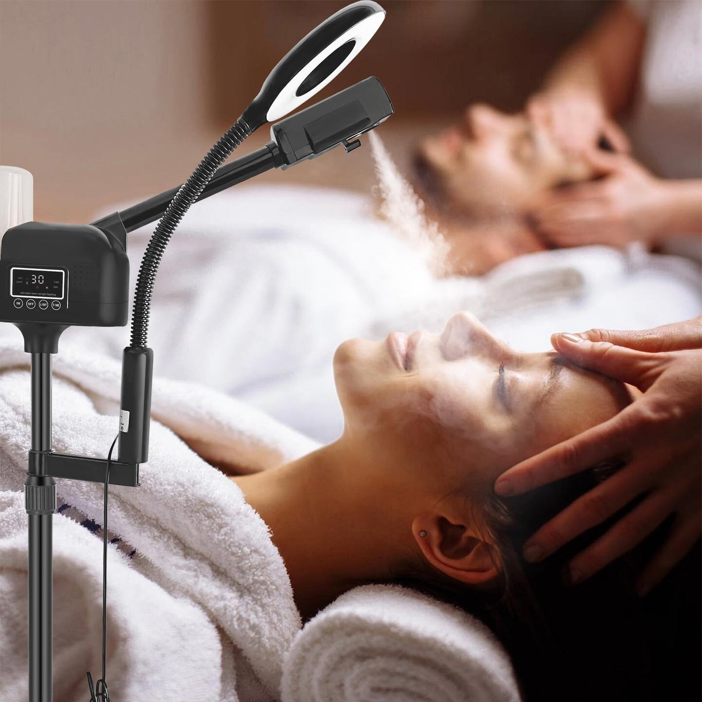 Professional Facial Steamer 3 in 1 Steamer for Face with Hot & Cold Nozzle 5X LED Magnifying Lamp Facial Steamer for Esthetician Beauty Face Equipment Use at Home or Salon