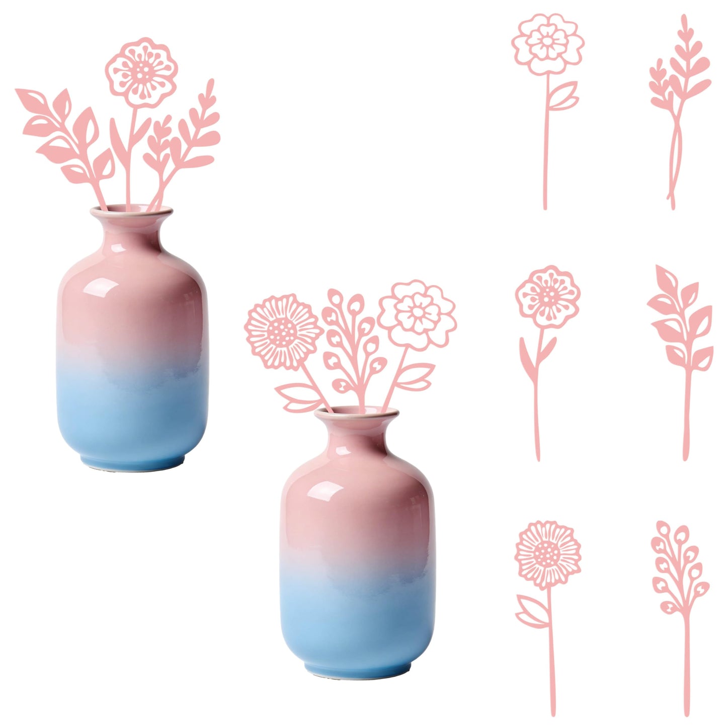 LumDecor Pink Metal Flowers Set of 6, Decorative Garden Outdoor Plant Stakes for Yard Art, Metal Garden Art Flower Bed Decor, Pink Flower Yard Sculptures for Pots Vase Garden Lawn and Patio