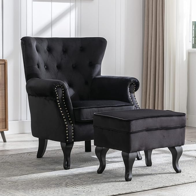 Mid Century Modern Accent Chair Upholstered Armchair Comfy Velvet Tufted
