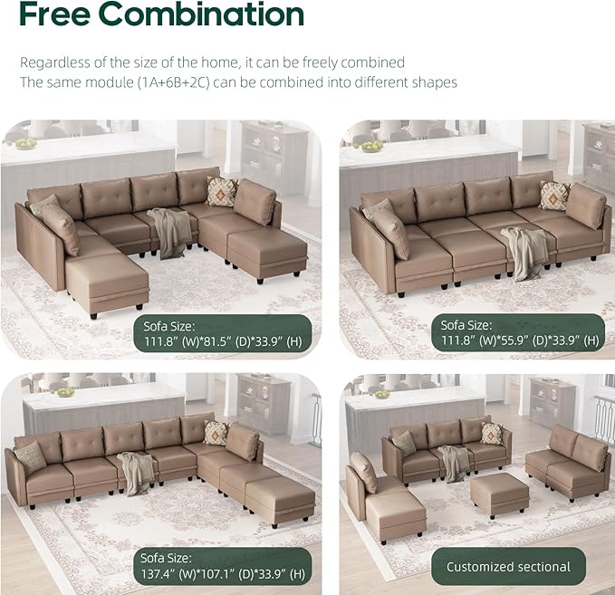 LLappuil Modular Sectional Sofa Middle Module Storage Seat