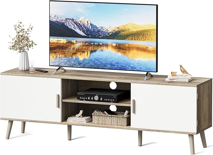 SUPERJARE TV Stand for 55 Inch TV, Entertainment Center