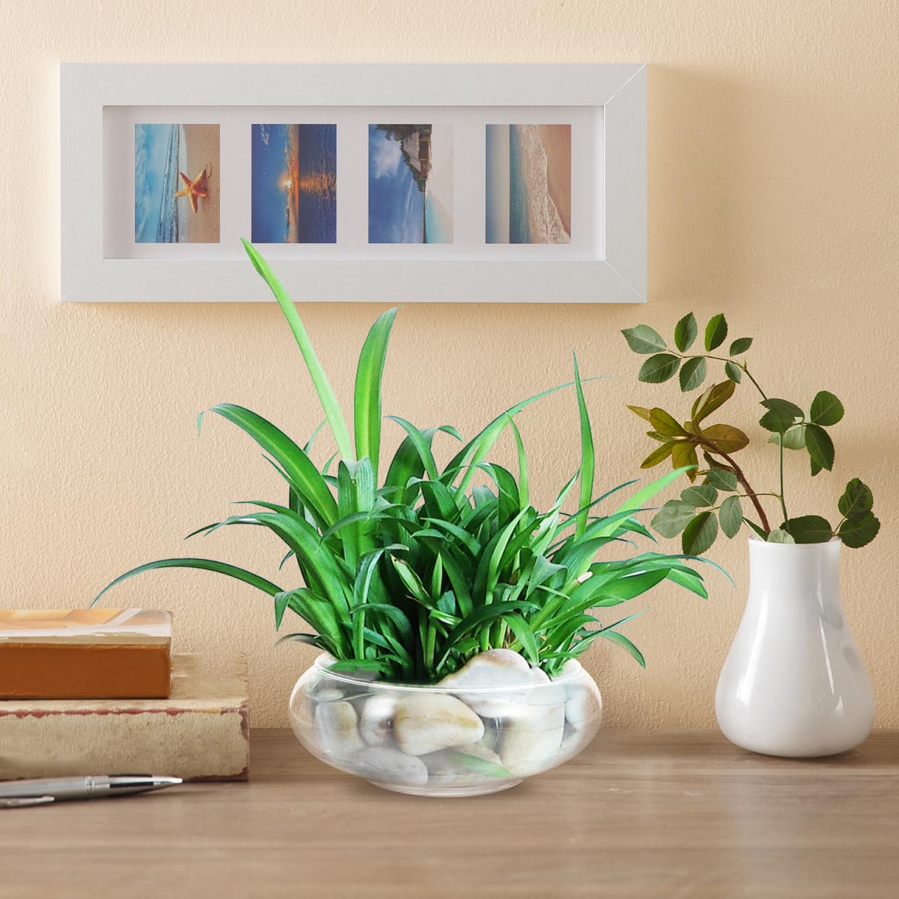 Glass Terrarium Bowl: 5.90" Round Shallow Planter and Betta Fish Tank - Clear Glass Bowl Vase for Hydroponics, Succulents and Wedding Table Decor (15cm Wide)