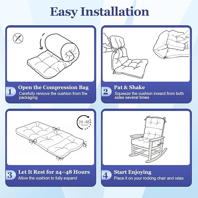 Rocking Chair Cushion, Waterproof and Fade-Resistant Adirondack Rocker Cushions