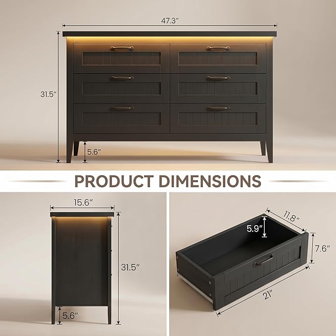 GarveeLife 6 Drawer Dresser