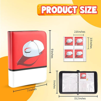 Premium Collectible Trading Card Albums，Card Binder Fits 400 Cards with 50 Removable Sleeves，Display Game Card Case book Holder, Boys Hats Themes