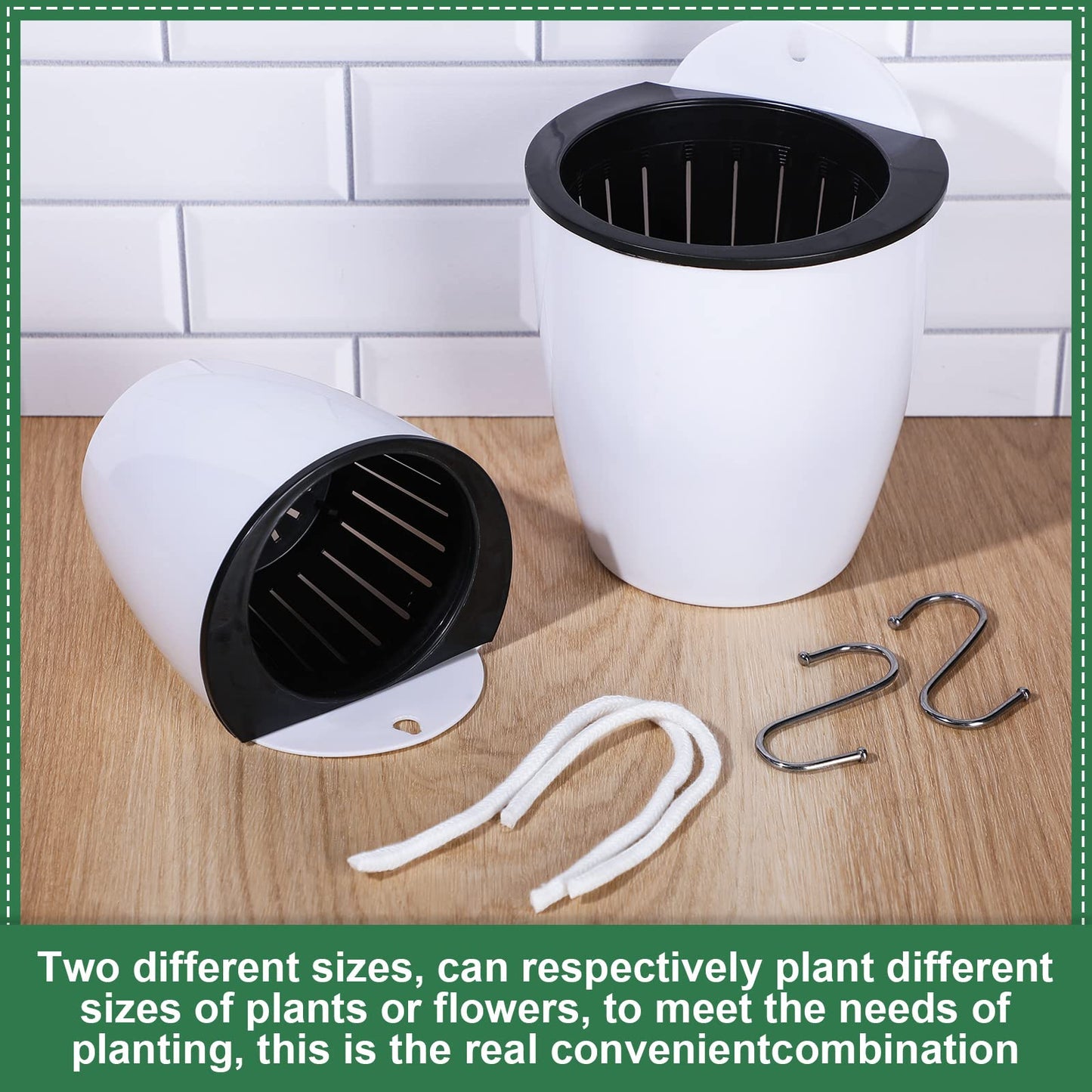 Amyhill 16 Pcs 5'' and 4.33'' Self Watering Hanging Planter for Indoor Plants Wall Planter with Hook and Absorbent Cotton Rope Wall Plant Holder Wall Mounted Planters White Flower Pots for Garden