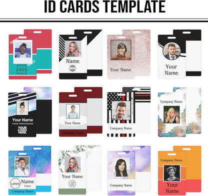 Custom Id Badge, Personalized Employee Photo Identification Card with Lanyard, Durable ID Card for Office Worker Doctor Nurse Student-Vertical-Template1