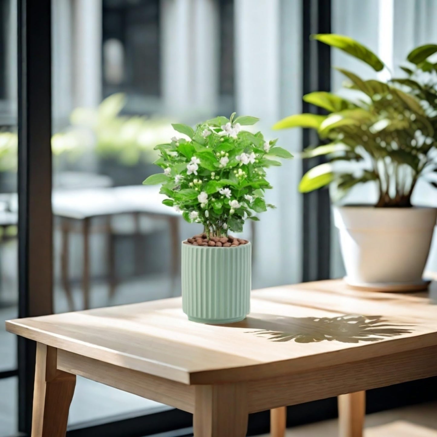 Flowers and Succulent Plant Pots, Ceramic flower Pots and Drainage Hole, Bonsai Planter Large Flower Pots for Indoor Outdoor Use for Home Office Garden Decoration,Plants not included (Green)