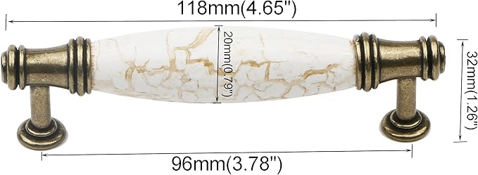Set of 4 Marble Ceramic Handle Antique Cabinet Door Pull Modern Euro Style