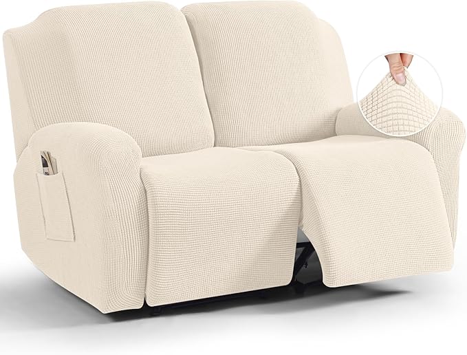 TAOCOCO Recliner Loveseat Slipcover, 6 Pieces Dual Recliner Sofa Covers