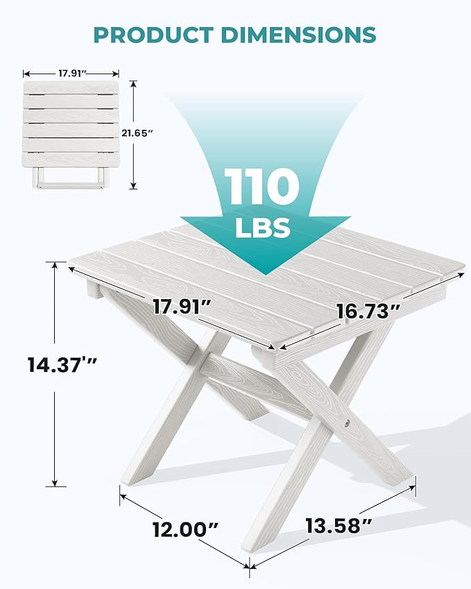 SERWALL Folding Outdoor Side Table Set of 4, Small Adirondack Side Table