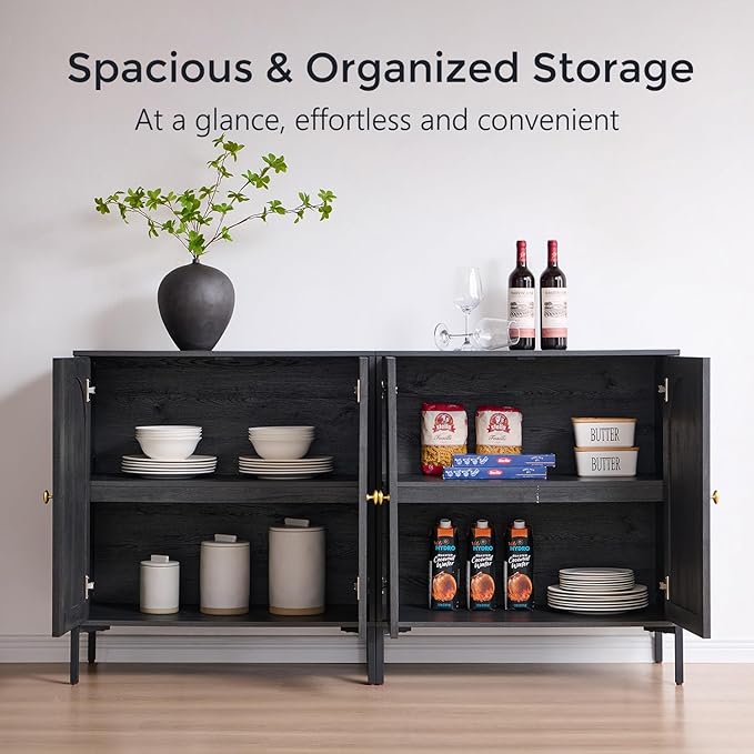 IFBUY Modern Sideboard Buffet Cabinet, 123.5" W Fluted Arched Buffet Cabinet