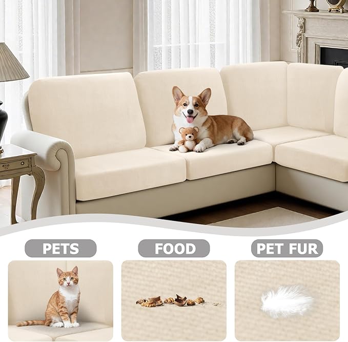 Arfntevss Velvet Sectional Couch Covers L Shape Couch Cushion Covers Slipcovers
