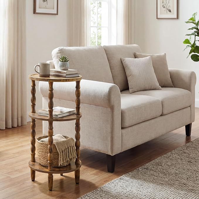 HOOBRO Round Side Table for Small Space, 3-Tier Small Round End Table