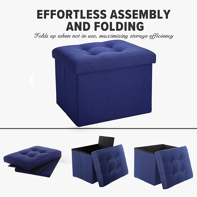 LINMAGCO Small Storage Ottoman Stool Foot Rest Stool Under Desk Stool Short