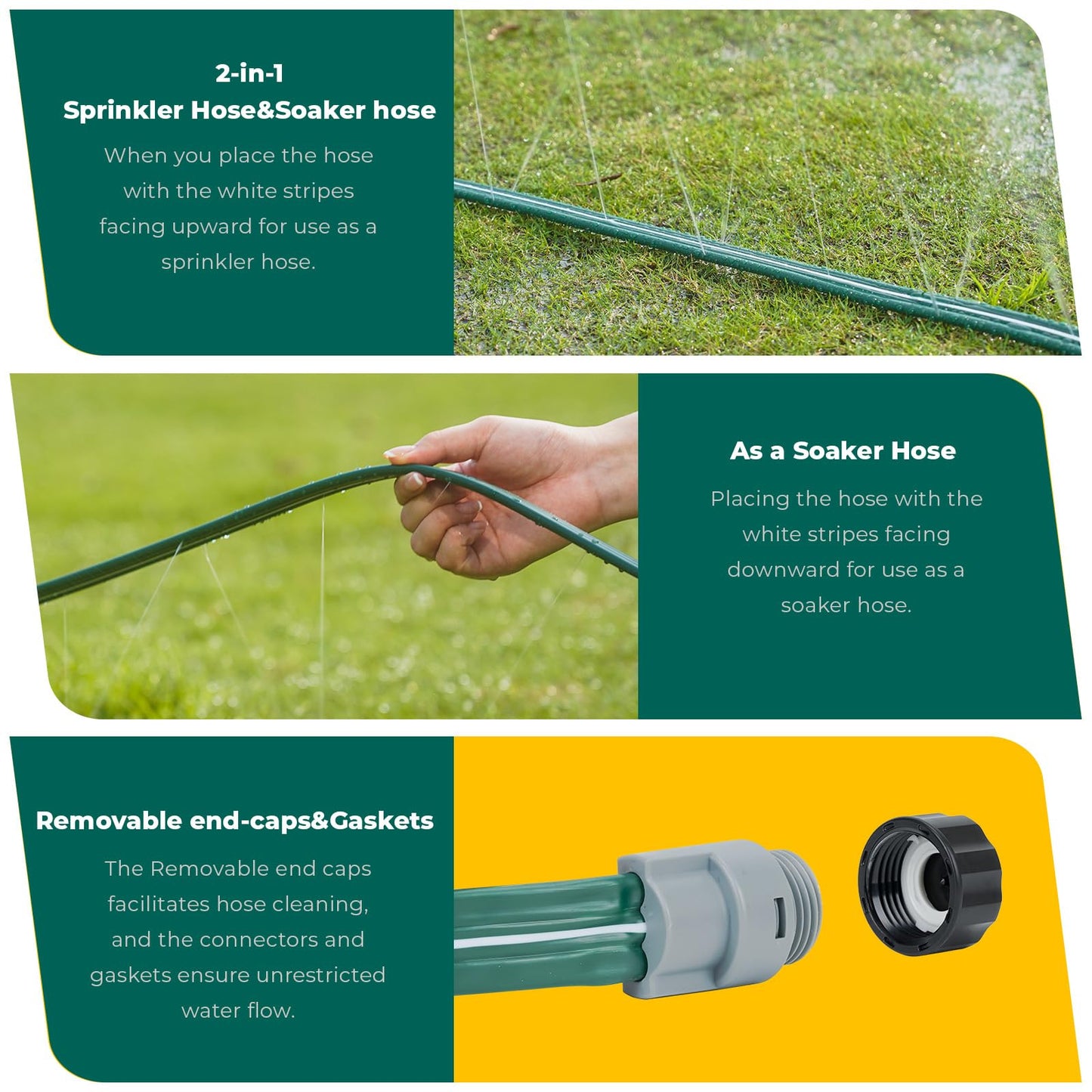 DXront Sprinkler Soaker Hose 50ft for Garden Lawn, Watering Pipe with Holes, High-Efficiency Water-Saving Garden Irrigation System, Drip Hose Sprinkler