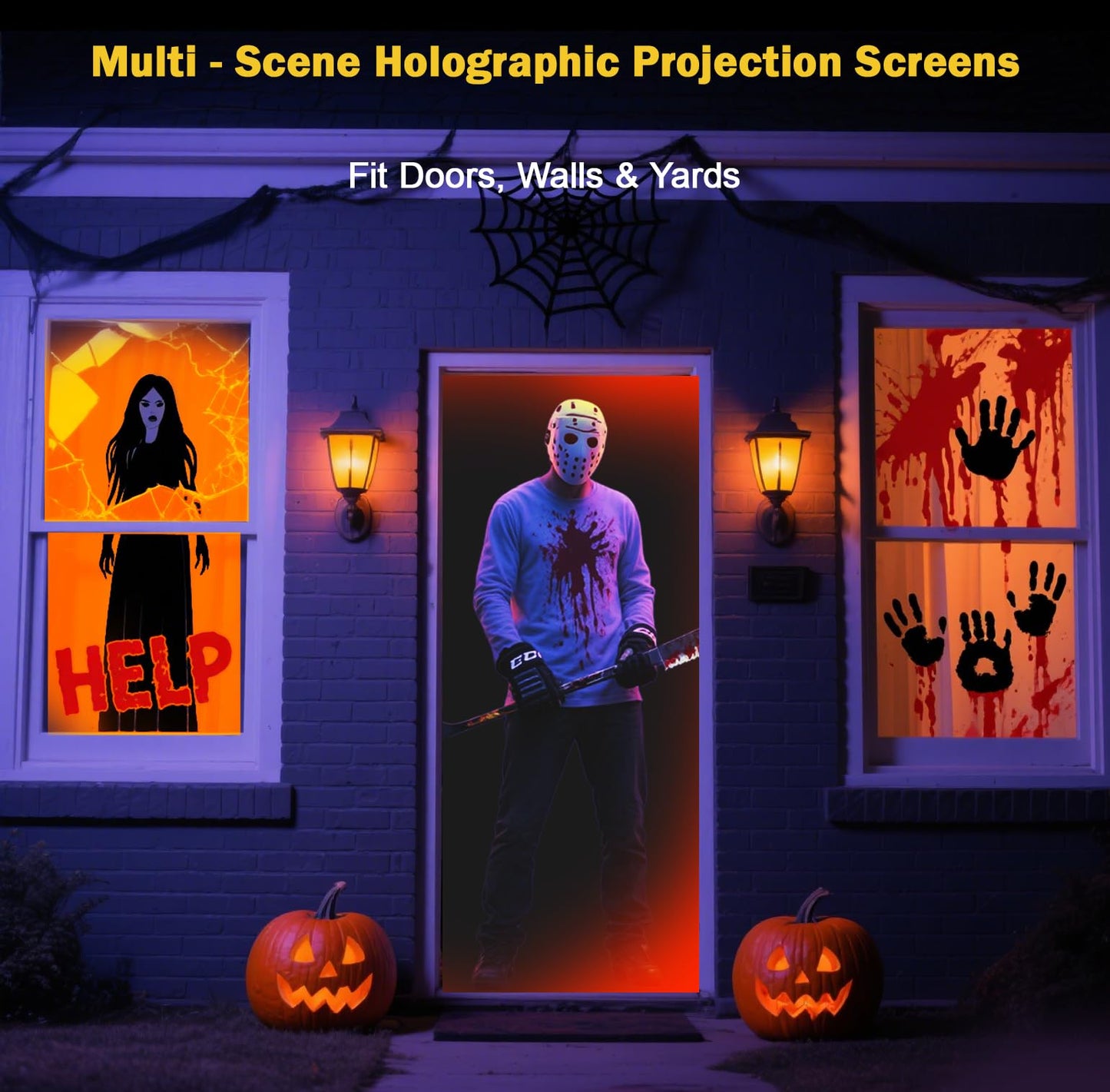 40x60 inch Halloween Holographic Projector Screen – Dual-Sided Ghostly Display for Windows, Walls & Outdoor Yard Decor