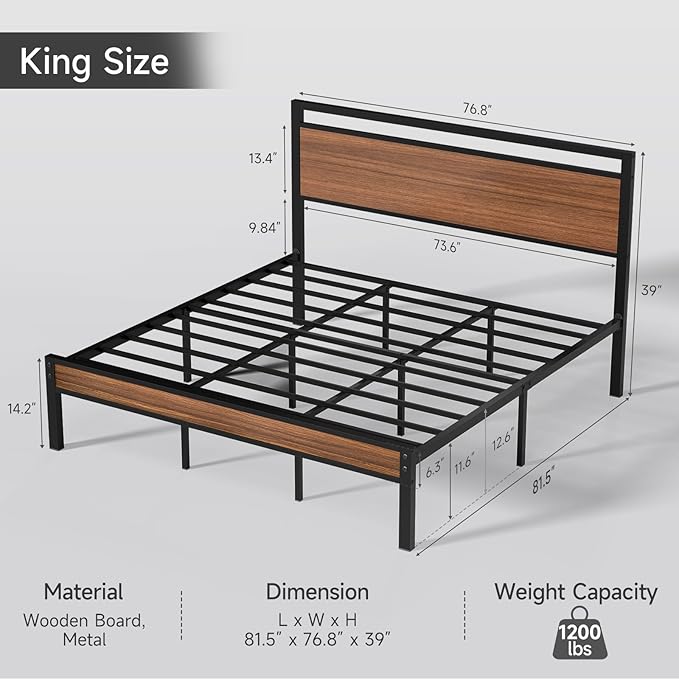 Z-hom King Metal Bed Frame