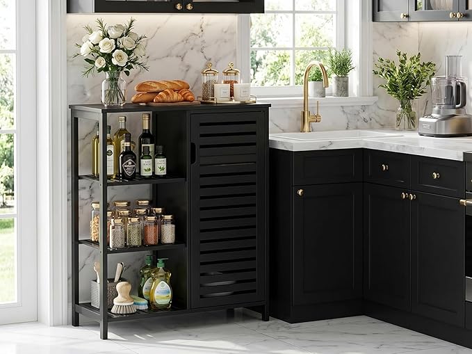 HITNET Bathoom Storage Cabinet, Bamboo Floor Cabinet