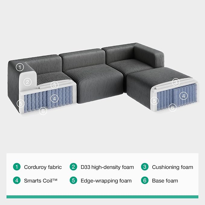 Novilla 141" Modular Sectional Sofa, Modern Cloud Sectional Couch