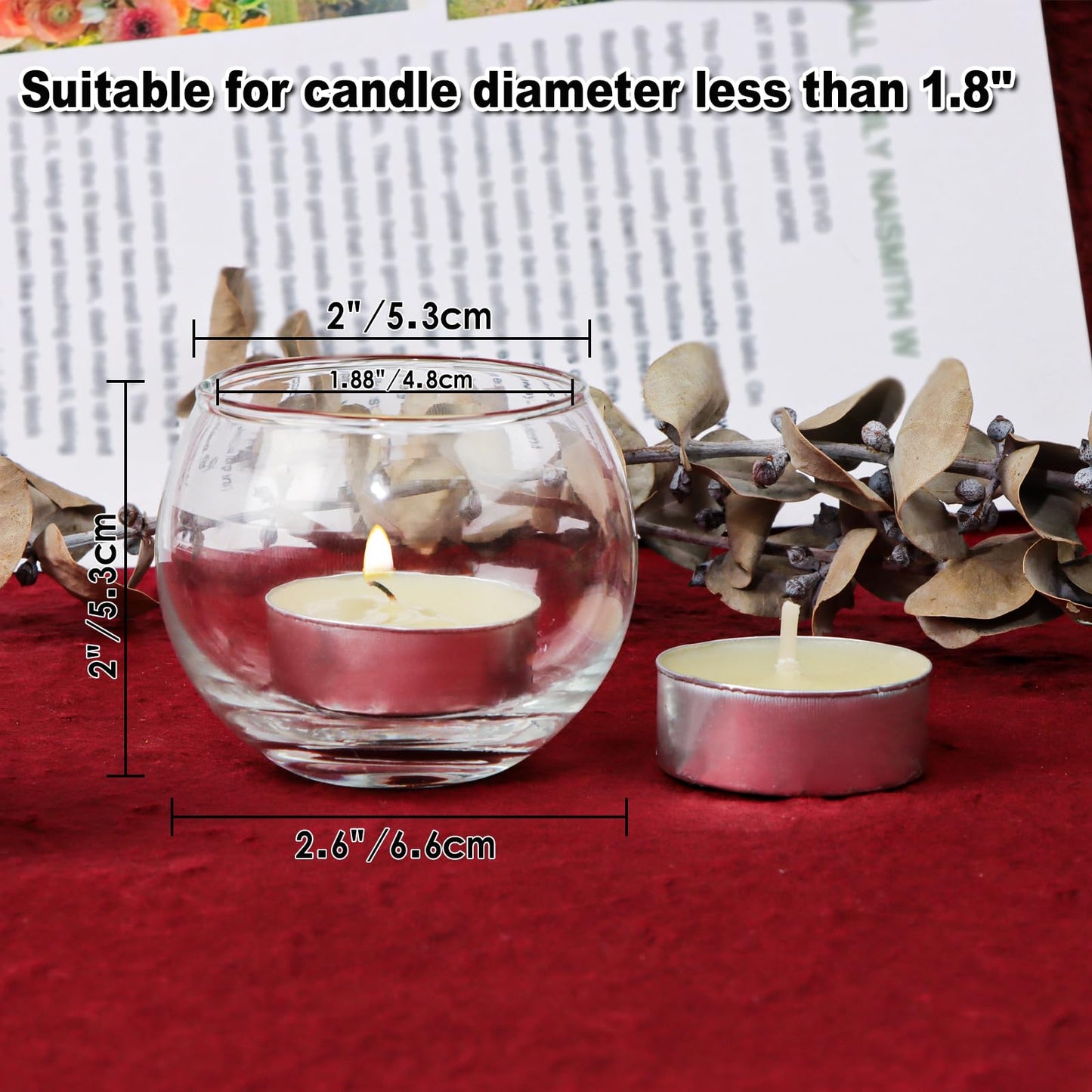 PINIWON 12pcs Clear Glass Tealight Candle Holder, Round Votive Candle Holders, Small Bowl Candle Holder Bulk for Wedding Table Centerpieces Home Decor