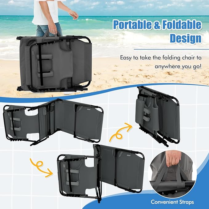 Goplus Tanning Chair, Folding Adjustable Patio Lounge Chair
