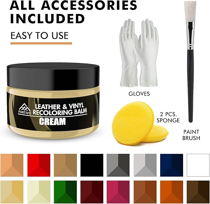 FORTIVO Leather Recoloring Balm, Color Restorer, Scratch Remover, Couch Paint