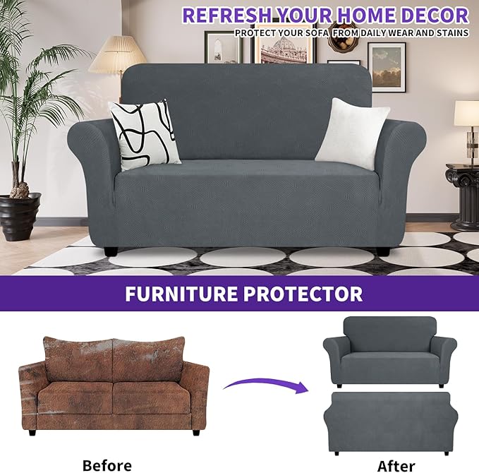 ZNSAYOTX Super Stretch Loveseat Covers, New Striped Love Seat Slipcover