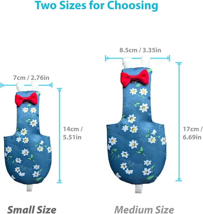 UKJENT Bird Diaper Protective Parrot Nappy 2 Pack, Reusable Flight Suit with Waterproof Inner Layer, Washable Cute Urine Wet Suit for Cockatiel Monk Parakeet Sun Parakeet Lory(S)