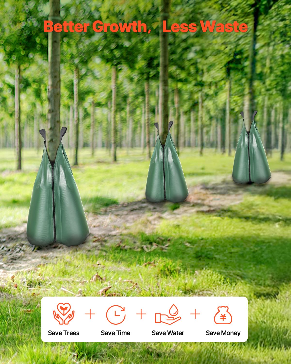 VEVOR Tree Watering Bag Slow Release 3 Pack 20 Gallons, Water Bags for Trees, Refillable Tree Drip Irrigation Bags with Zipper, Durable Tree Watering System for Deep Root Targeting